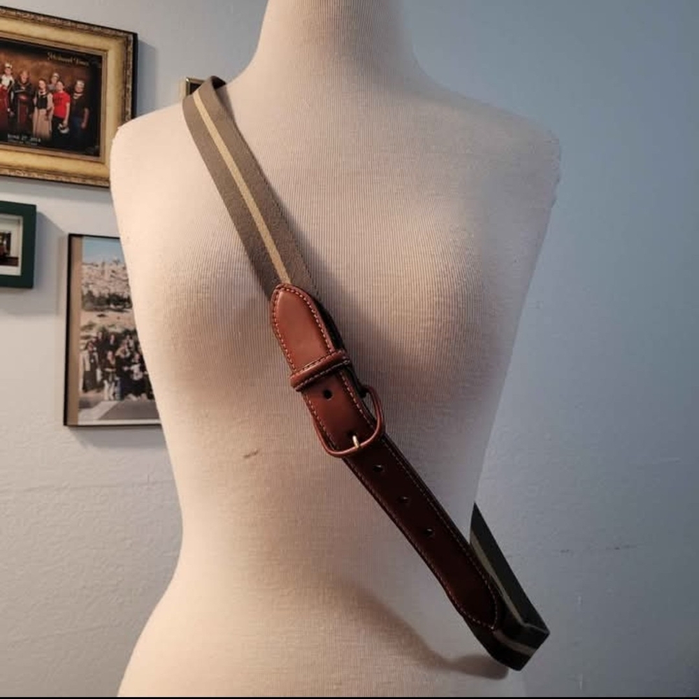 ❗LAST CHANCE❗ Lands' End Brown and Genuine Tan Leather & Fabric Strap Size 44